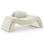 Meridian Furniture - Austin Upholstered Chair, Cream, Velvet, Accent Chair - Dare to be different with the Austin cream velvet accent chair. Its avant-garde design and luxurious velvet upholstery offer a truly unexpected seating experience. The chair is a modern marvel that redefines comfort and style with its innovative design to create a truly unforgettable piece.