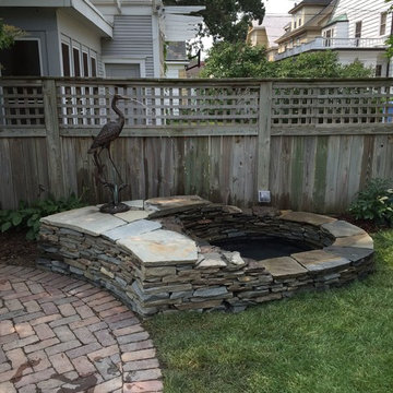 Bluestone fountain, walkway and wall in Kenwood, Minneapolis