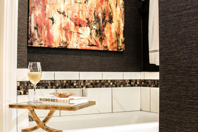 Example of a transitional ceramic tile bathroom design in Other