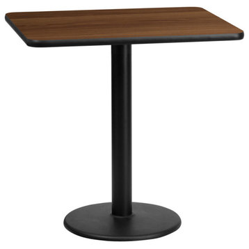 24''x30'' Rectangular Walnut Laminate Table Top With 18'' Round Table Height