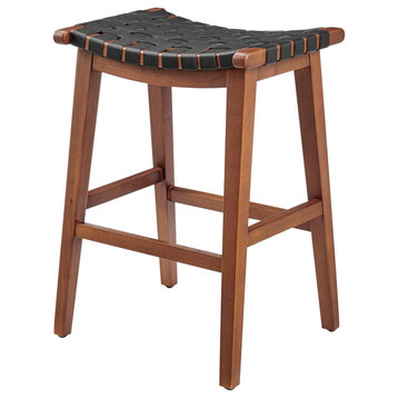 Marco PU Backless Counter Stool in Black/Medium Brown