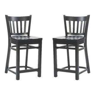 Pemberly Row Two Position Sled Base Wood Commercial Grade Chair In Black