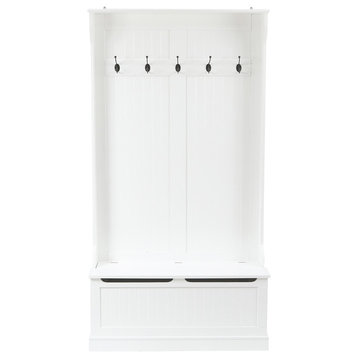 LuxenHome White MDF Hall Tree with Storage Bench