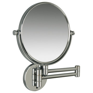 Contemporary Wall Mounted Mirror With 3-Times Magnification, Satin Nickel