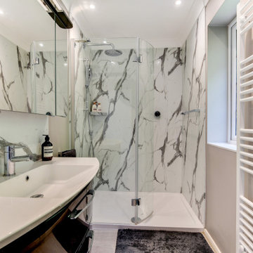 White Marble Bathroom in Worthing, West Sussex