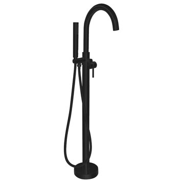 ANZZI Kros 2-Handle Freestanding Claw Foot Tub Faucet With Hand Shower, Matte Black