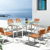 Haiti Modern Outdoor Dining Set For 6 With Glass Top