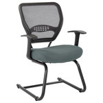 Office Star Products - Professional AirGrid Back Visitors Chair With Gray Mesh Seat - Bring a pleasant design to any environment with this stylish guest chair. The 5505 has an airgrid back and mesh seat, with fixed angled T-arms and a heavy duty black finish sled base. At home or at work, this chair is sure to be a winner.