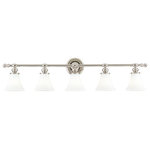 Hudson Valley Lighting - Weston 5-Light Bath and Vanity, Polished Nickel - Bells of mouth-blown opal glass resound with timeless style in the Weston bath collection. Cast oblong-shaped socket bases give the fixtures broad appeal that transcends strict style labels. Capping the ends of the bath bar with ball finials compliments the circular shape of the backplate.