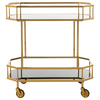 Safavieh Silva 2-Tier Octagon Bar Cart, Brass, Tinted Glass