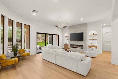 Example of a large transitional living room design in Las Vegas
