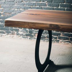 Live edge slab table with cast iron base - Dining Tables