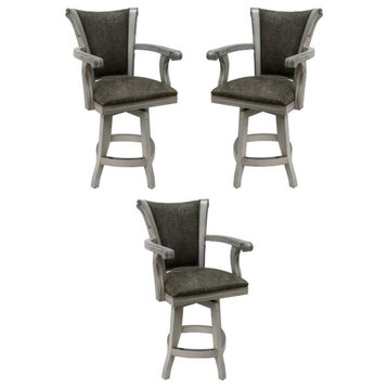 Home Square 26" Solid Wood Counter Stool in P-Poloma Gray - Set of 3