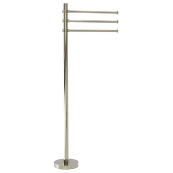 Towel Stand with 3 Pivoting 12" Arms, Polished Nickel