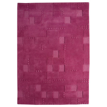 Hand Tufted Fuchsia Wool Area Rug, 5'6"x7'10"