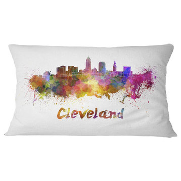Cleveland Skyline Cityscape Throw Pillow, 12"x20"