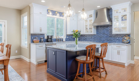 Dark Cramped Kitchen Opens Up With a Blue-and-White Palette