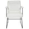 GT Chair in White Faux Leather with Black Sled Base