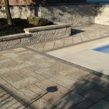Techo Bloc Pool Deck, Retaining Walls and Kichler Lighting