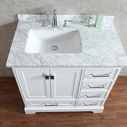 36 inch White Bathroom Vanity with Mirror - Bathroom Vanities And Sink Consoles