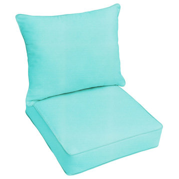 Sunbrella Canvas Aruba Outdoor Deep Seating Pillow and Cushion Set, 23.5 in x 23