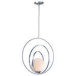 Maxim Lighting - Coronet 1-Light Pendant, Polished Chrome, 18" - Adjustable rings available in Polished Chrome or Satin Brass add dimension to this contemporary pendant design. Opal white glass softly diffuses light to complete the look.