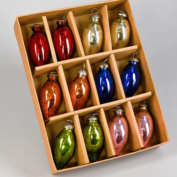 Set of 12 Multicolor C7 Mercury Glass Bulbs