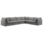 Meridian Furniture - Mackenzie Linen Textured Fabric 6-Piece Modular L-Shaped Sectional, Grey - Mix and match the pieces from the Mackenzie series to create a beautiful seating group that's perfect for the whole gang. These exceptionally crafted sofas, sectionals, and other components are meant to be put together into an infinite number of configurations based on your particular needs and space requirements. Each is upholstered from top to bottom in soft durable linen textured in your choice of colors. Attach the pieces of your choice easily thanks to the included attachment latches.