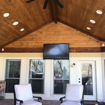 Open Gable Patio Cover, Outdoor Kitchen, Deck, Firepit and Paver Patio