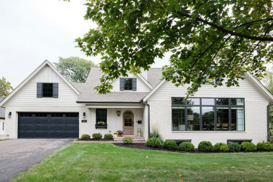 Example of a transitional exterior home design in Chicago