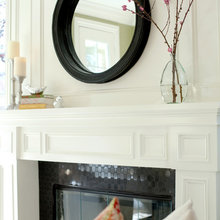 bathroom tile, wainscot, fireplace