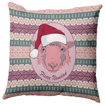 Fleece Navidad Indoor/Outdoor Throw Pillow, Light Pink, 20"x20"
