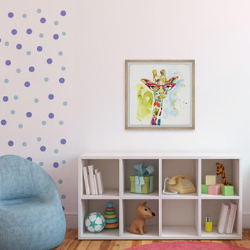 "Rainbow Giraffe" Framed Painting Print