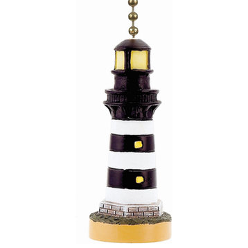 Coastal Black and White Lighthouse Ceiling Fan or Light Pull
