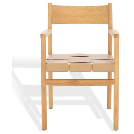 Safavieh Couture Devnie Woven Leather Dining Chair, Tan/Natural