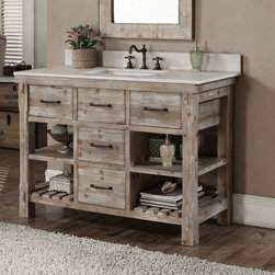 48 inch Rustic Bathroom Vanity Matte Ash Grey Limestone Top - Bathroom Vanities And Sink Consoles