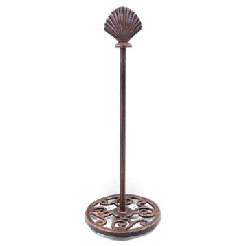 Rustic Copper Cast Iron Seashell Extra Toilet Paper Stand 16''