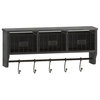 Daly Wall Mounted 24"Solid Pine Wood Coat Rack, Black Wash