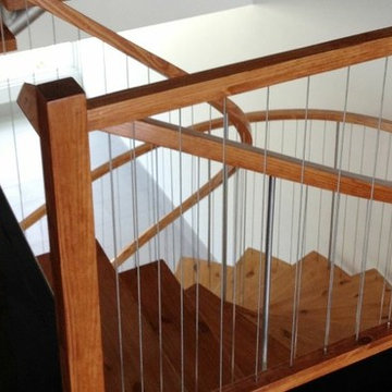 Cable-wood-spiral stairs