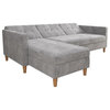 DHP Hartford Storage Sectional Futon with Chaise in Light Gray Chenille