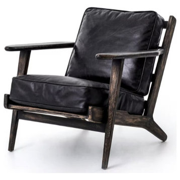 Landon Mid-Century Modern Brooks Leather Lounge Chair