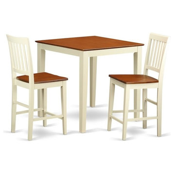 3-Piece Pub Table Set, Square Pub Table And 2 Counter Height Chairs