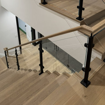 Project #132 | White Oak Staircase with Glass Balustrade