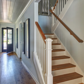 Staircase with Wood Treads and Painted Risers