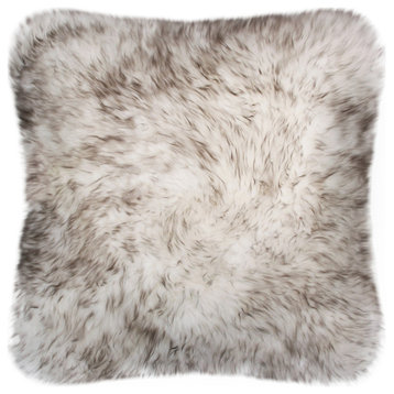 Rustic Sheepskin Double-Sided Pillow, Wolf Tip, 18"x18"