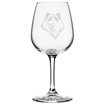 Birman, Face 1 Cat Themed Etched All Purpose 12.75oz. Libbey Wine Glass