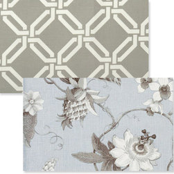 Greek Key/Light Blue Floral Placemat - Dinnerware