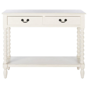 Thelma 2 Drawer Console Table, Distressed White