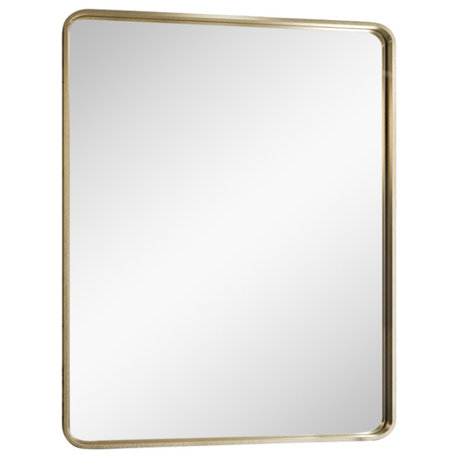 Rectangle Bathroom Mirror with Aluminum Alloy Frame, Gold, 30"x36"