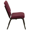 18.5''W Stacking Church Chair in Burgundy Patterned Fabric - Gold Vein Frame